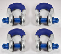 4x Bow Shackles 3/4"+Blue Plastic Anti Noise Vibration Protector Screw Pin 4.75T