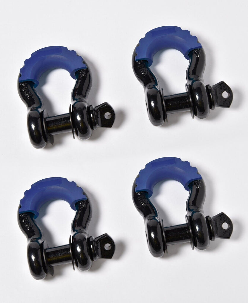 4x Bow Shackles 3/4"+Blue Plastic Anti Noise Vibration Protector Screw Pin 4.75T