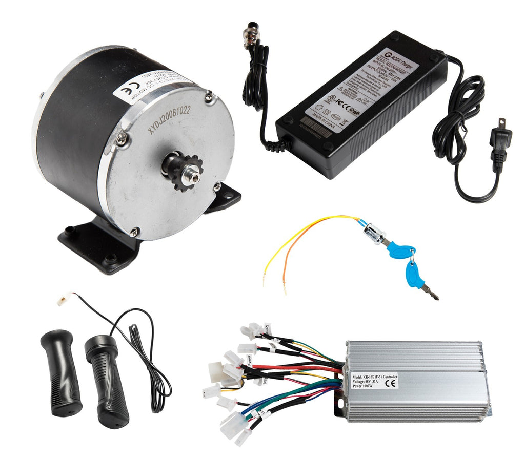 Electric Kart Motor Overvolt Kit Currie base 48V 900W w Controller Charger throt