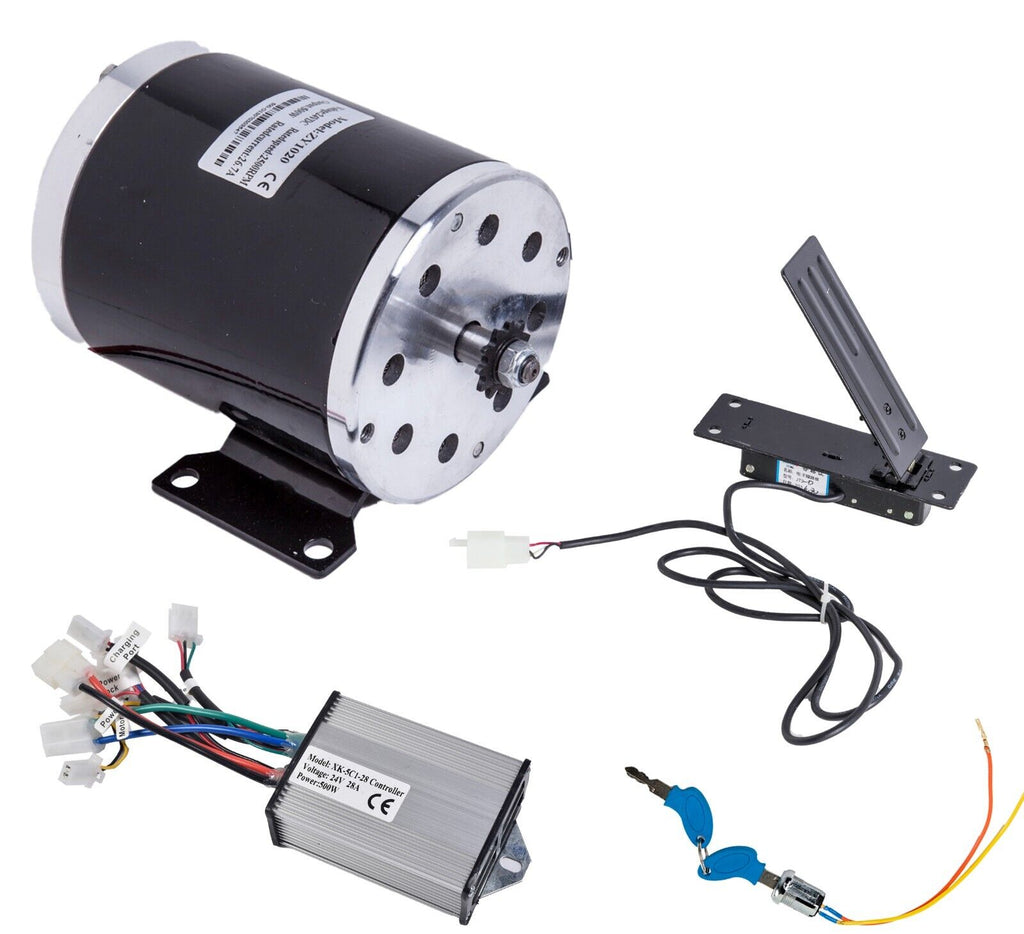 500 W 24 V DC electric Kart motor kit w base+speed control+Foot Throttle+keylock