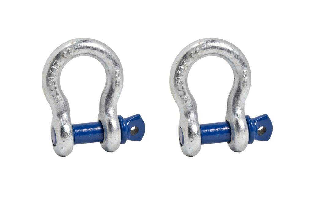 2 Pack 5/8" Galv  Bow Shackle D-Ring Lift Tow w 3/4" Clevis Screw Pin Blue