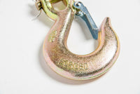 (2) 3/8" G70 Clevis Slip Hooks with Latch Safety Chain Hook Tow Truck Tie Down