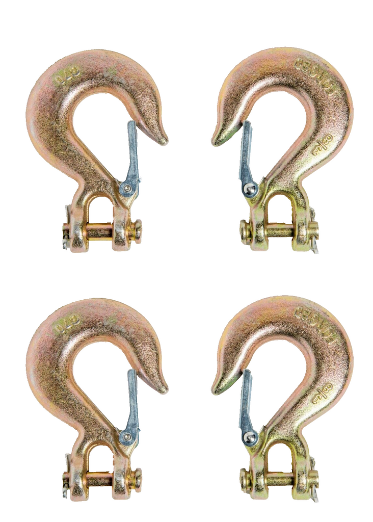 (4) 3/8" G70 Clevis Slip Hooks w Latch Safety Hoist end of Chain Tow lift rig
