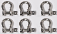 6x Marine Bow Shackle 6mm 1/4" Clevis 316 Stainless Steel Boat Rigging Paracord