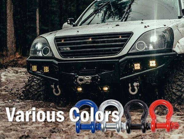 2x Blue 3/4" Bow Shackles - 4.75 Ton Capacity D-Rings For Jeep, Off-Road, Recovery