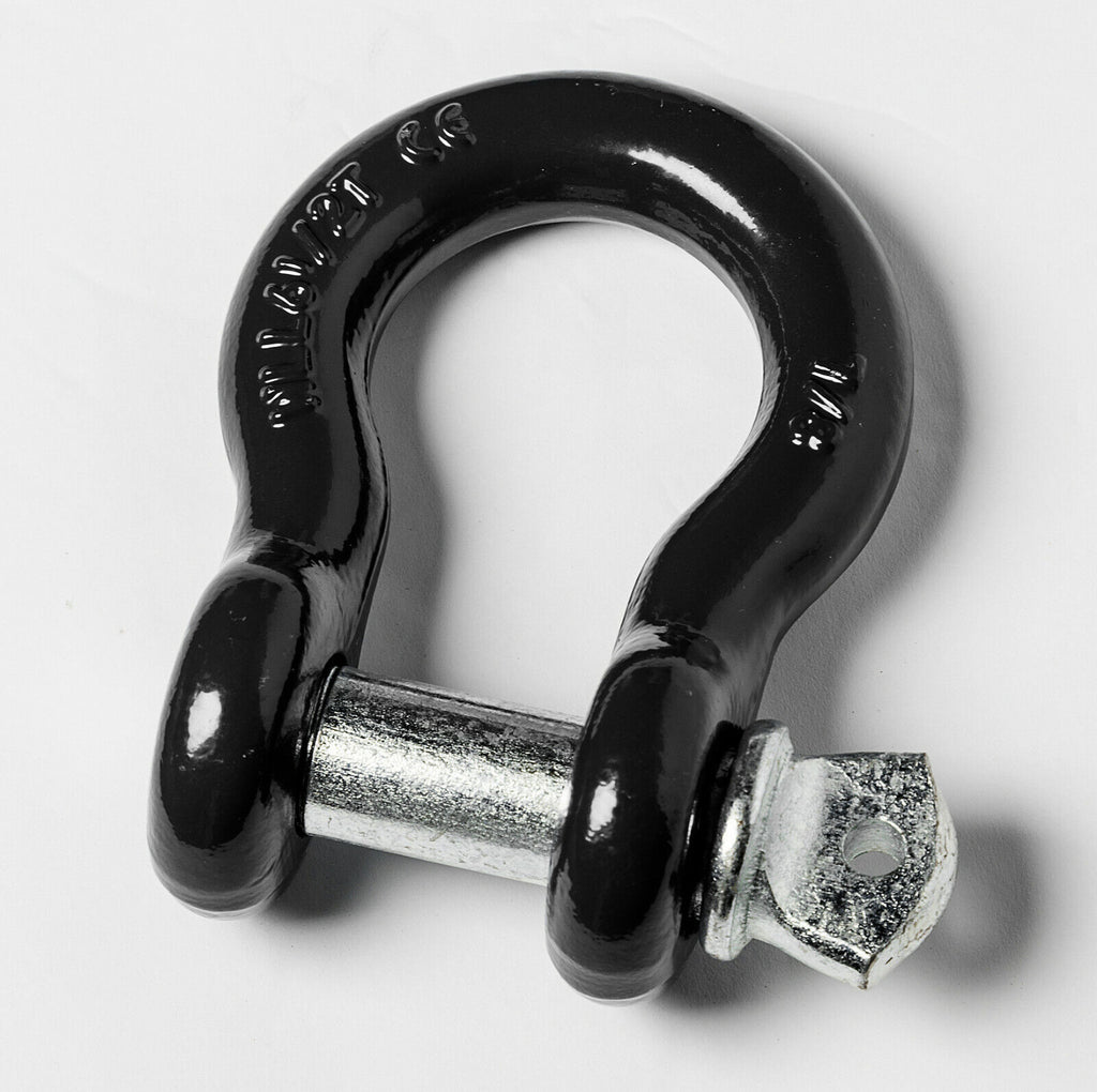 Black 7/8" 6.5T Clevis Screw Pin Anchor Bow Shackle D-Ring Nickel Pin 14000 lbs