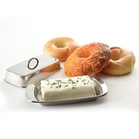 Norpro New Stainless Steel Butter Dish Set Serving Tray 7.5"L X 4"W X 2"H