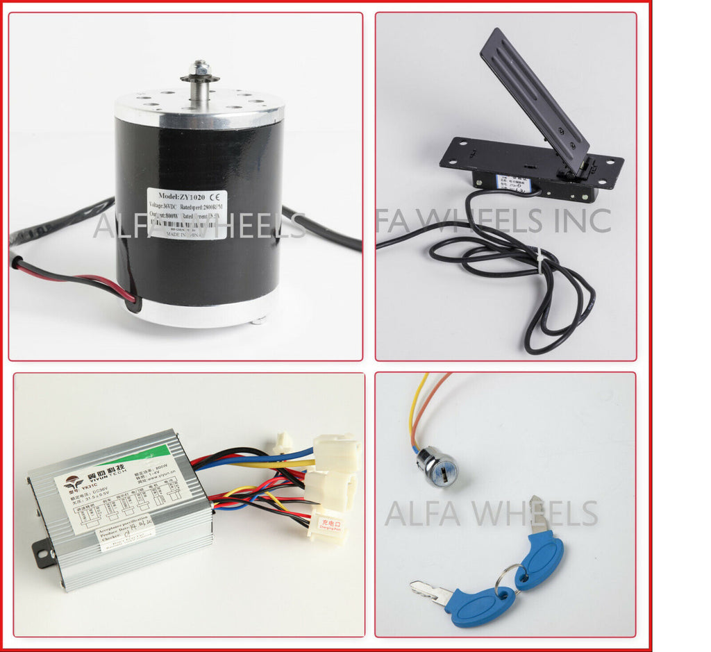 800W 36V electric Go Kart motor kit w control box key lock & Foot Pedal Throttle