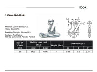 2x G70 3/8" Clevis Grab Hooks Tow Chain f Flatbed Trailer Tie Down Hauling Rig