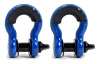 2x Bow Shackle 3/4" BLUE D-Ring 10500 lbs BLACK Pin & no noise vibration Reducer
