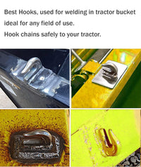 4x Weld on Grab Chain Hooks 3/8" Tractor Bucket Trailer Rigging Tow WLL 6600 lbs