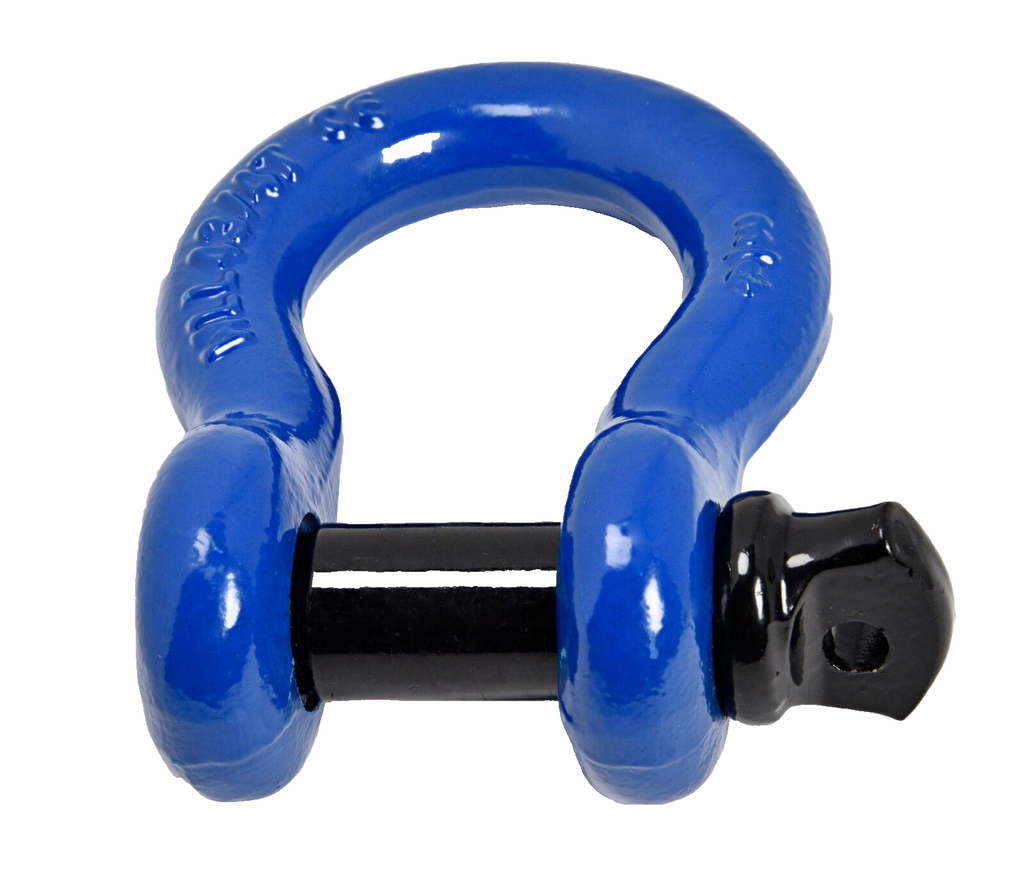 Premium BLUE D-Ring 3/4" Bow Shackle w BLACK Screw Pin 10500 LB Capacity Jeep CJ