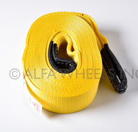 3" x30 ft 20,000 lbs Tow Strap w Black-Galv Bow Shackles winch tree saver snatch