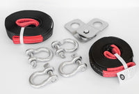 BLK 8000lbs ATV UTV 4T Winch Recovery Kit Snatch Block Bow Shackle Strap Bag 8pc