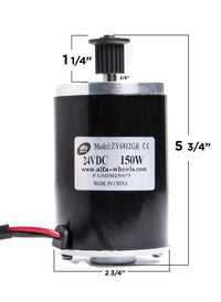 2x Electric Motor 150W 24V DC w Pulley ZY6812 scooter gokart or minibike 3M Belt
