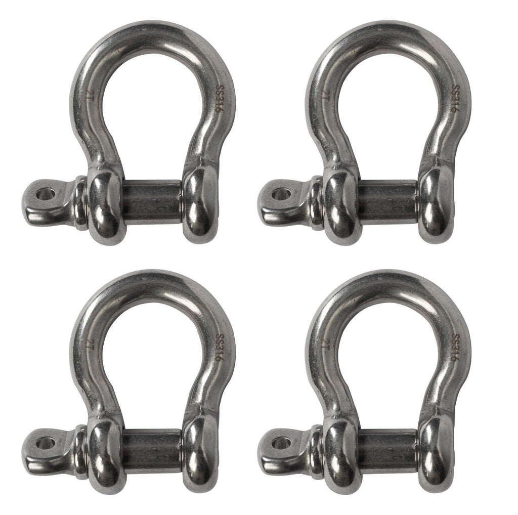 4-Four 1/2" Marine Bow Shackle Clevis DRing 316 Stainless Steel Sailboat Rigging
