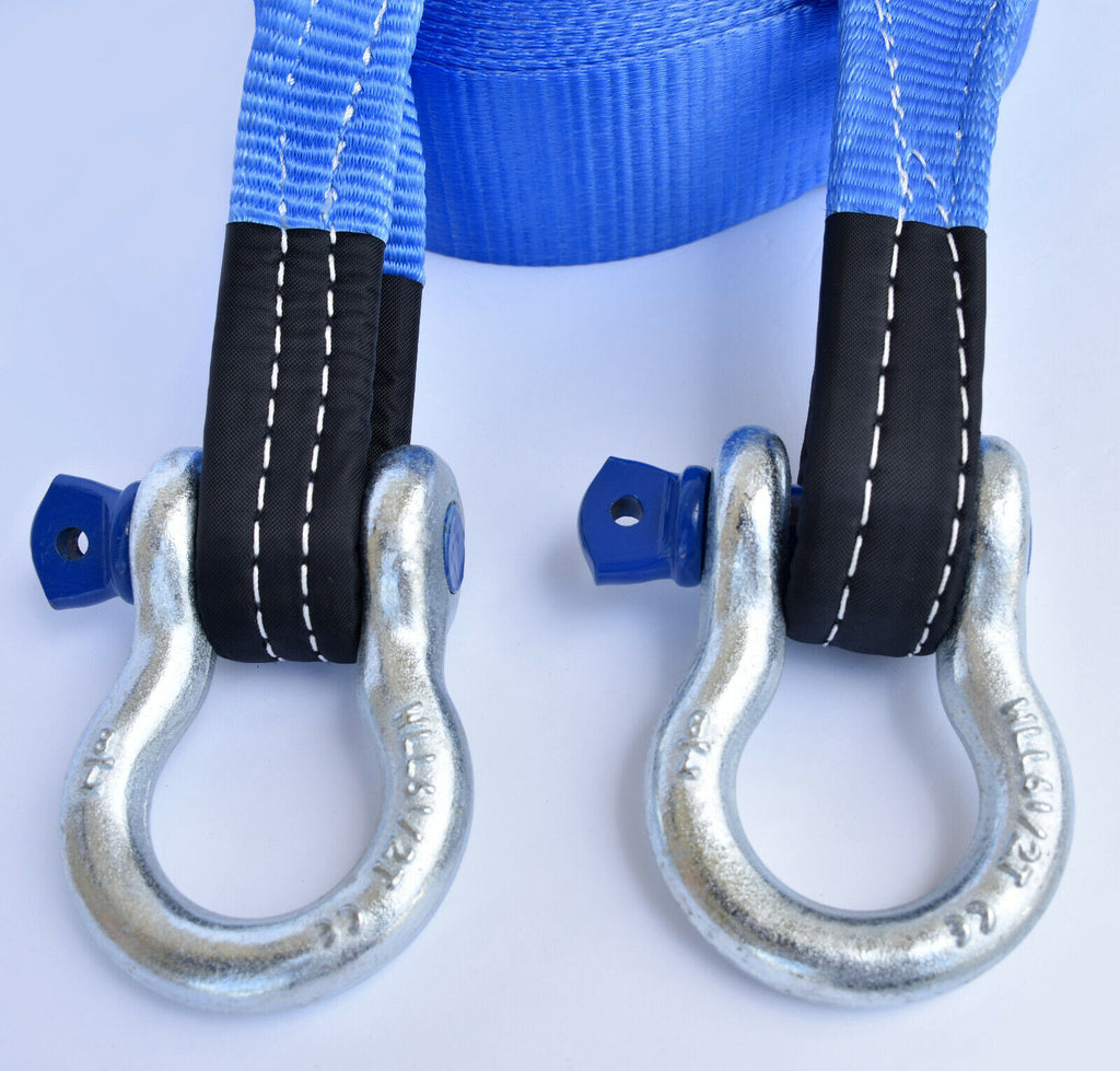 3" 26,000lbs Tow Strap 20 ft off-road snatch recovery w D-Ring Bow Shackle