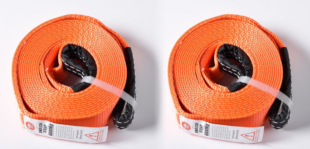 Two (2x)  2" 14500lbs Tow Strap 30 ft winch sling off-road vehicle recovery