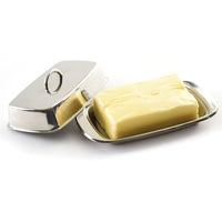 Norpro New Stainless Steel Butter Dish Set Serving Tray 7.5"L X 4"W X 2"H