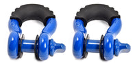 2x Bow Shackle 3/4" BLUE D-Ring 10500 lbs BLACK Pin & no noise vibration Reducer