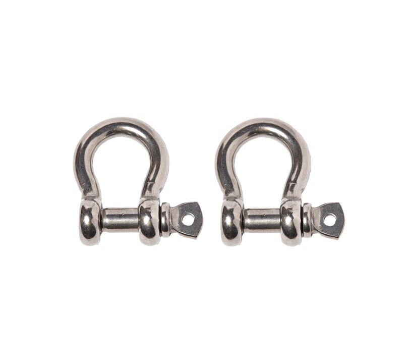 2x Marine Bow Shackle 6mm 1/4"  316 Stainless Steel Boat Rigging Paracord D-Ring