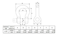 1 1/8" Bow Shackle w Screw Clevis Pin Rigging Towing 9.5Ton 21000lb WLL