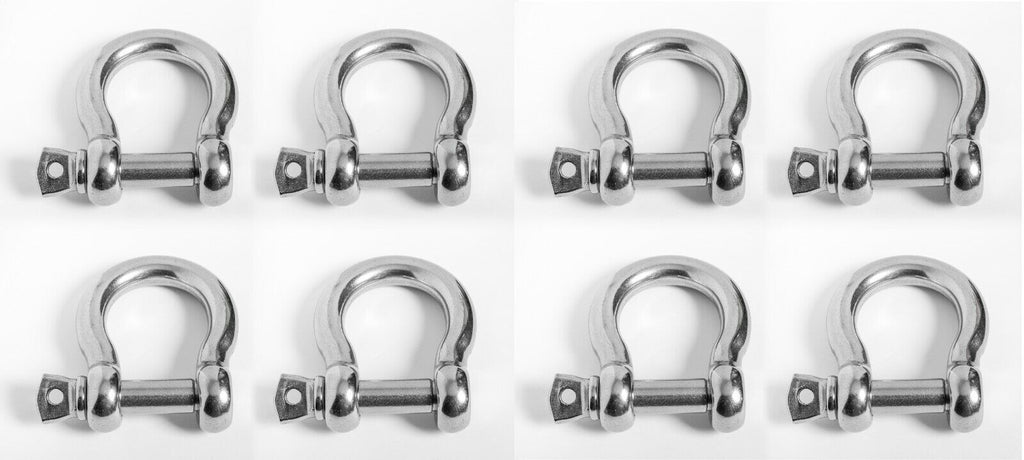8-Eight 1/2" Marine Bow Shackle Clevis Ring 304 Stainless Steel Sailboat Rigging