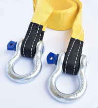 2x 3" 20000lbs 3x10 ft Tow Strap+Blue Pin Bow Shackles winch tree saver recovery