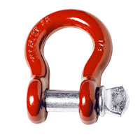 4x 7/8" Bow Shackle D-Ring RED w Zinc Plated 1" Clevis Screw Pin 14000 lbs