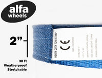 2" Blue 14000lbs Tow Strap 30ft winch Pull Vehicle recovery w Bow Shackle 3/4"