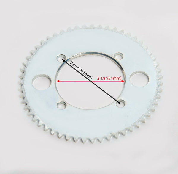 65 Tooth 4-Hole Chain Sprocket With Free Wheel For Go-Karts & Electric Scooters