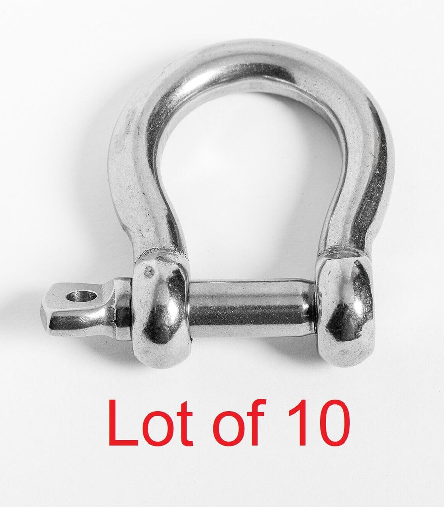10-Ten 1/2" Marine Bow Shackle Clevis Ring 304 Stainless Steel Sailboat Rigging