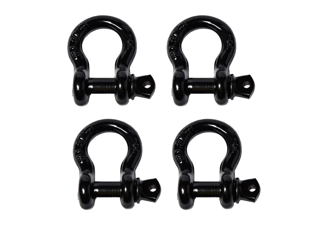 4x 1/2" Bow Shackle Black w Clevis Screw Pin Anchor 2 TON 4400 lbs capacity