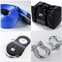 20ft 4WD SUV Truck Winch Recovery 10T Kit Tow Strap+Pulley+Bow Shackle+Bag