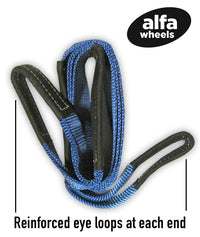 Tow Strap 20ft Snow Rescue 3x20 3" 20000 lb 9Ton +2x 7/8 Bow Shackles galv-black