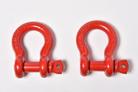 2 Pack 5/8" Red Bow Shackle D-Ring w 3/4" Clevis Screw Pin WLL 7000 lbs 3.25 TON