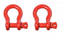 2 Pack 5/8" Red Bow Shackle D-Ring w 3/4" Clevis Screw Pin WLL 7000 lbs 3.25 TON