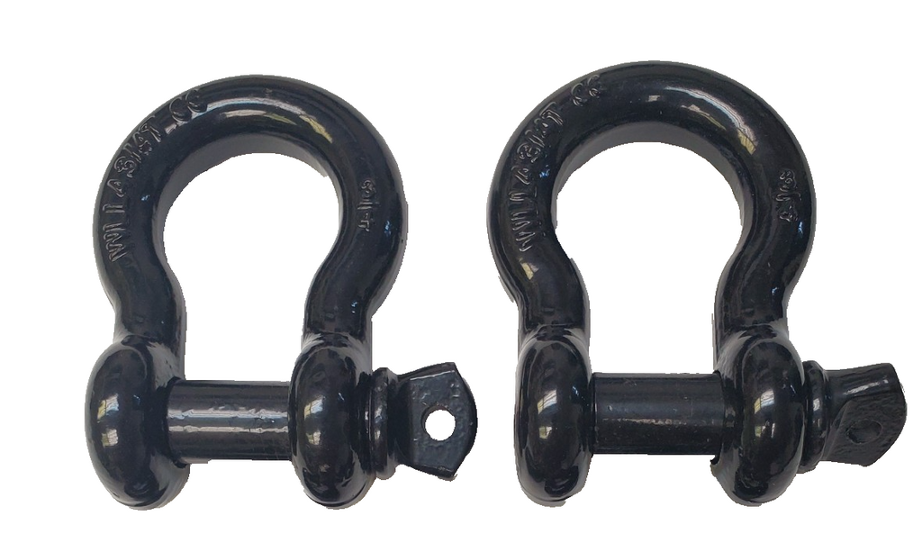 x2 OPEN BOX Black D-Ring 7/8" Bow Shackle w black pin 14000 LB Capacity Jeep CJ