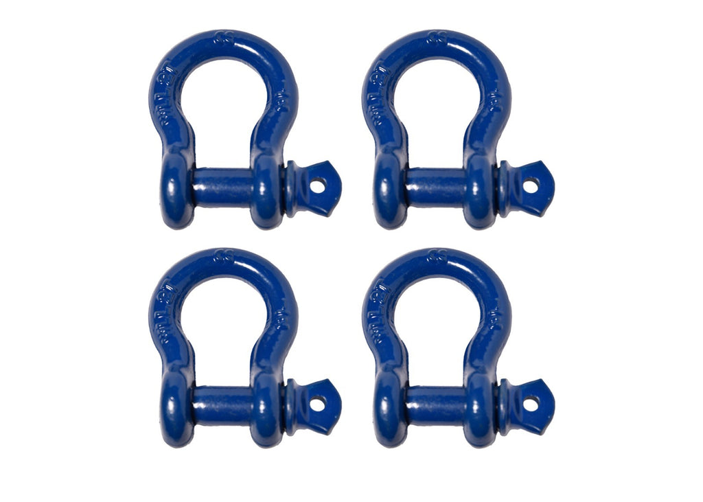 4x 1/2" Bow Shackle Blue w Clevis Screw Pin Anchor 2 TON 4400 lbs capacity