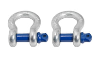 2x Galvanized 3/4" Bow Shackles D Rings Blue Screw 7/8" Pin Jeep CJ  4 3/4 Ton