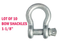 Lot of 10 pc 1-1/8" Bow Shackle w Screw Clevis Pin Rigging Towing 9.5Ton 21000lb