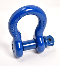 Pair of 3/4" Blue Bow Shackle 10500LB w Blue Plastic noise vibration Protector