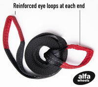 Tow Strap 10 ft  BLACK 3" 26000lbs 12T winch tree saver protector off-road 3x10