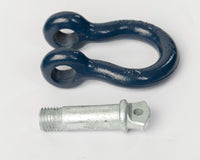 4x 7/8" Bow Shackle D-Ring BLUE w Zinc Plated Clevis Screw Pin 14000 lbs