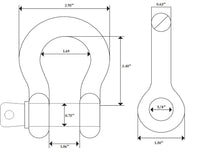 x2 OPEN BOX 5/8" Black Bow Shackle D-Ring w 3/4" Clevis Screw Pin WLL 7000lbs