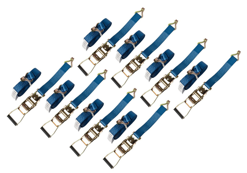 8x Blue Ratchet Strap Tie Down J Hook Cargo 27 ft 2" 11000lbs 5T Heavy Duty RV