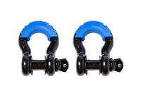 Two 3/4" Black Bow Shackles 10500LB w Blue Plastic noise vibration Protector