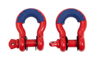 Two 3/4" Red D-Ring Bow Shackle 10500LB w Blue Plastic noise vibration Protector