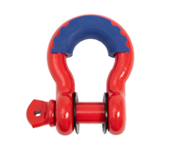 Two 3/4" Red D-Ring Bow Shackle 10500LB w Blue Plastic noise vibration Protector