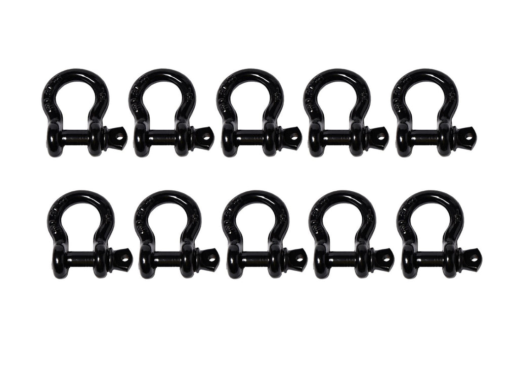 10x 1/2" Black Bow Shackle w Clevis Screw Pin Anchor 2 TON 4400 lbs capacity